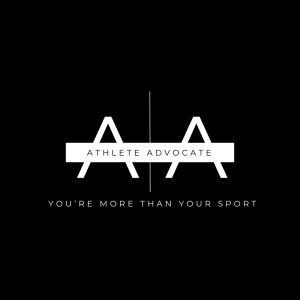 Logo with large letters "AA" and the words "Athlete Advocate" on a black background. Below, text reads "You're more than your sport.